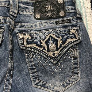 Miss Me Jeans Size 27 Ankle Skinny Jeans Embellished Pants Medium Blue Denim